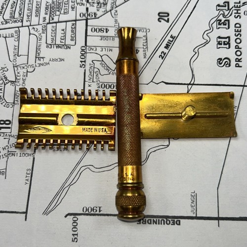 Gillette Old Type Vintage Brass Double Edge Safety Razor Pat Jan 13 1920 Nice - Picture 3 of 11