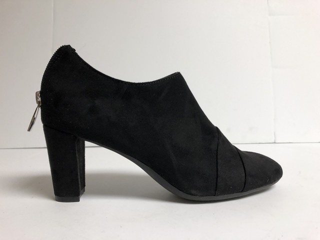 black fabric booties