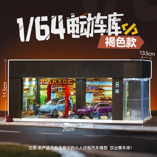 Diorama 1/64 Electric Roll-up Door Car Garage Model LED City Scene Display Case - Picture 15 of 20