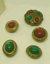 Vintage Button Covers Brass & Mogul Cabochon Button Cover Shirt Button Jewelry 