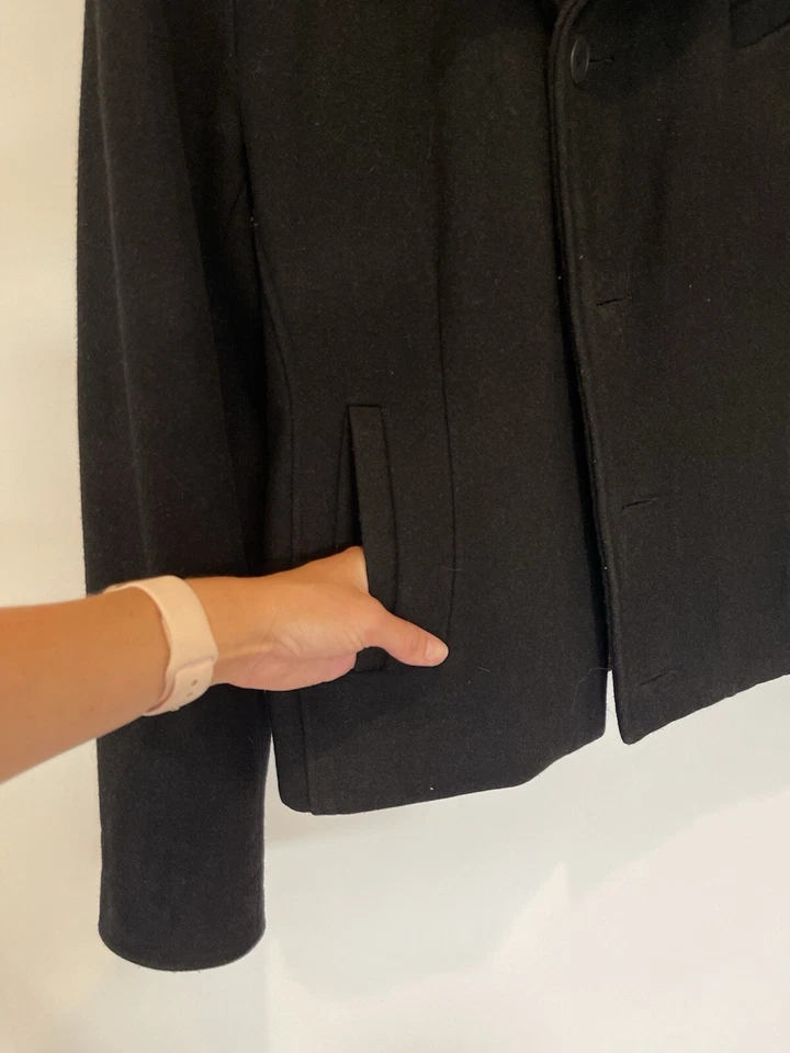 CPT By Cockpit USA Vintage Black Wool Leather Jacket Size S Thick Heavy Military - Image 4 of 4