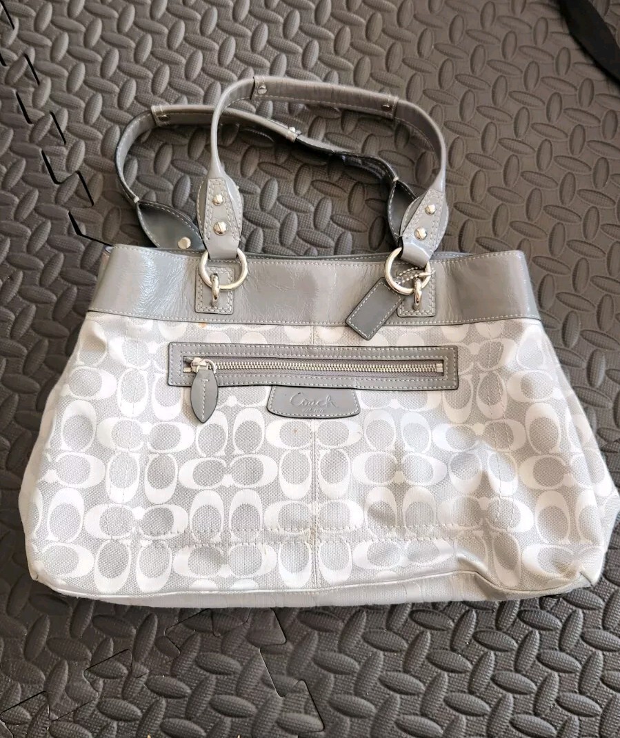 COACH Gray Bag Purse Pieced Patchwork Leather F15… - image 1