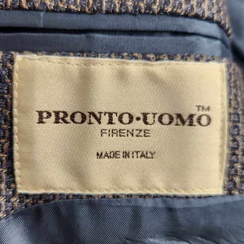 PRONTO UOMO Suit Jacket Mens 46 Regular Brown Silk Wool Blend Career Wedding - Picture 19 of 23