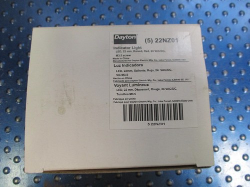 NUEVO DAYTON LUZ INDICADORA ELEVADA ROJA 24 VAC/DC CAJA DE 5 22NZ01 - Imagen 1 de 4