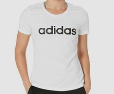 30 Adidas Women's White Stretch Short Sleeve Crew Neck T-Shirt Top Size Medium