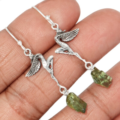 Fee - natürliche grüne Apatit 925 Sterling Silber Ohrringe Schmuck CE44496