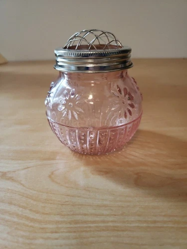Pink Glass Vintage ASP Top Wire Lid Floral Vase Jar  Flowers
