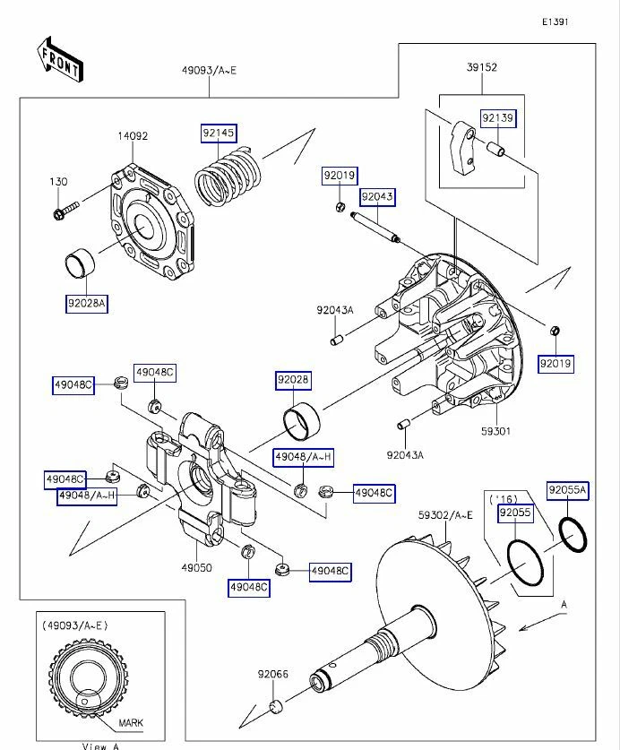 Kit de reconstrucción de embrague convertidor de transmisión diésel Kawasaki Mule PRO-DX / PRO-DXT KAF1000 Foto 4 de 4