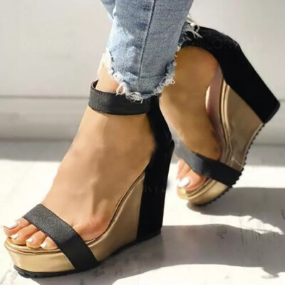 ankle strap peep toe wedge sandals