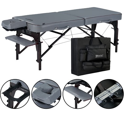 Master Massage 30'' Montour Memory Foam Portable Massage Table Package Dove Grey