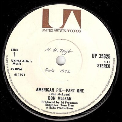 Don McLean - American Pie (7'', Single, Sol)
