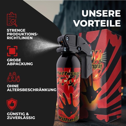 1 x Wilhelm Pfefferspray 470 ml Tierabwehr Selbstverteidigung CS KO Spray - Bild 5 von 5