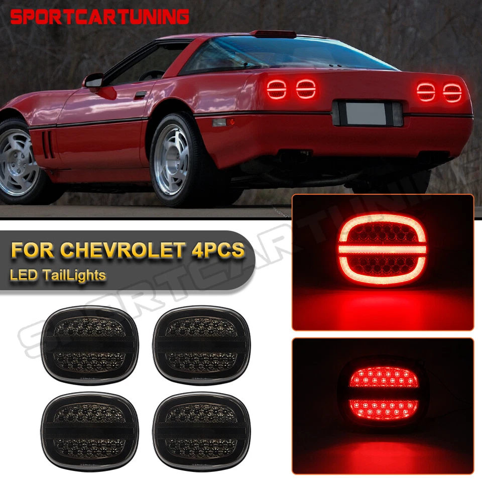 For 1990-1996 Chevrolet Corvette C4 LED Turn Signal Brake Tail Lights Smoke Lens - Imagem 4 de 4