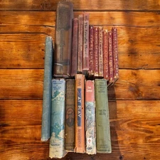 Lot of 16 Vintage Worn Books Decor Staging Poetry Literature Classics Red Green
