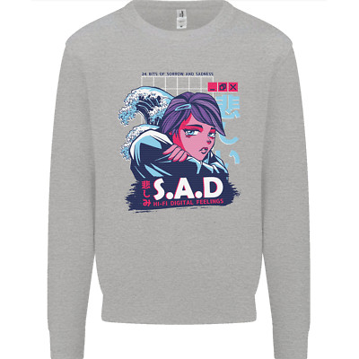 Music Vaporwave Anime Girl Emo SAD Herren Sweatshirt Pullover