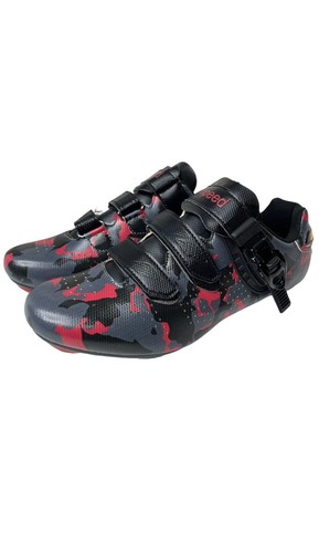 Speed Road Cycling Shoes Red/Black Camouflage Cleats Bike Men's Sz US 8.0 EUR41 - Picture 2 of 3