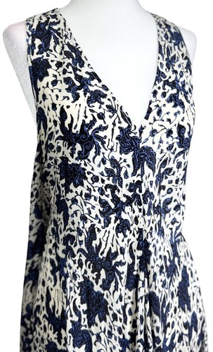 Natalie Martin Womens Dress Size XS/S Blue White Sleeveless V Neck Midi Silk - Picture 5 of 8