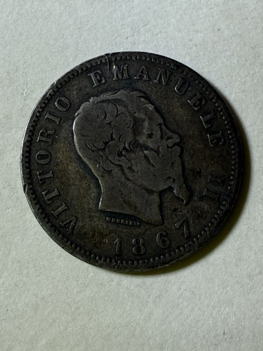 1867 M Italy 1 Lire Coin Very Nice - Picture 2 of 2