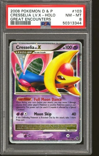 Pokemon D&P Great Encounters Cresselia Lv.X 103/106 PSA 8