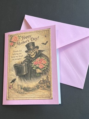 Hatbox Ghost Mother s Day Card  4.25  x 5.5  with envelope 