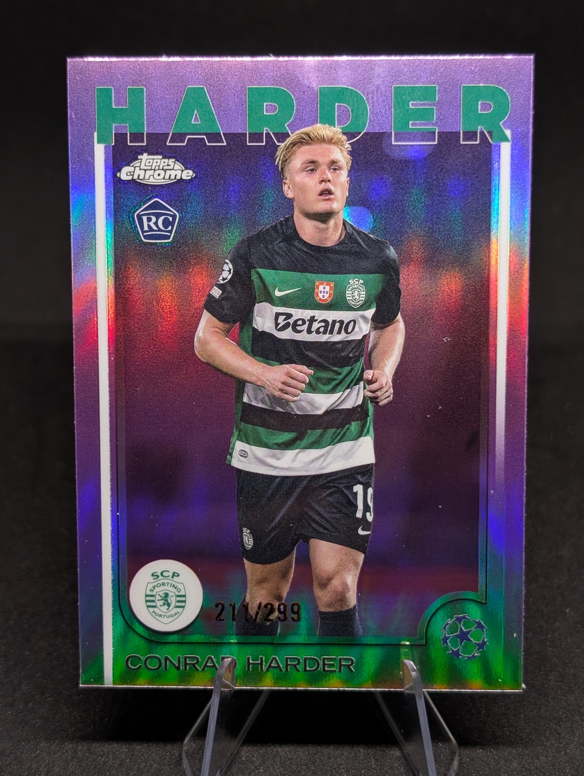 2024-25 Topps Chrome UEFA UCC #177 Conrad Harder Violet Refractor #/299
