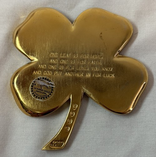 1984 Gerity 24kt gold electro plate SHAMROCK PAPERWEIGHT four leaf clover - Picture 2 of 2