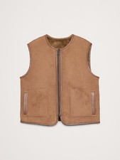New Banana Republic Reversible Suede Vest Size Large Brown 998 NWT
