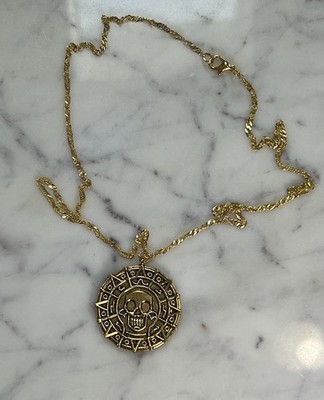 Aztec Gold Colored Medallion Necklace Jack Sparrow Pirates of the Caribbean