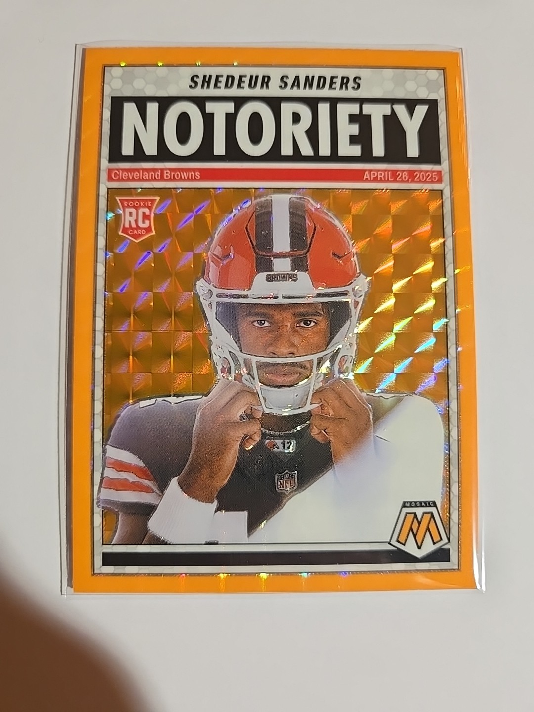2025 Mosaic Football Shedeur Sanders Notoriety RC Orange Mosaic Cleveland Browns