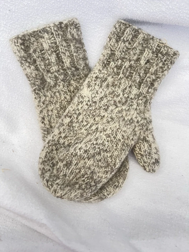 Guantes de lana grises tejidos a mano talla adulto ropa de invierno vacaciones Foto 3 de 3