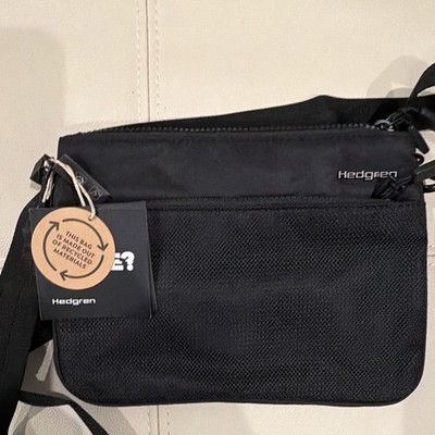 Hedgren Range Peak Unisex Black Solid Zip Crossbody Bag Adjustable Strap Pockets