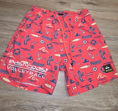 EUC Quiksilver Pacifico men S Swim Shorts Trunks Beach Volleyball Stretchy 6''