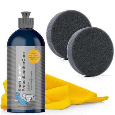 KochChemie Protect Leather Care Lederpflege 500ml 320 GSM Mikrofasertuch 2x Pad