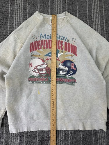 Vtg Mainstay Independence Bowl Sweater Mens Large Gray Nebraska Vs Mississippi - Picture 12 of 15