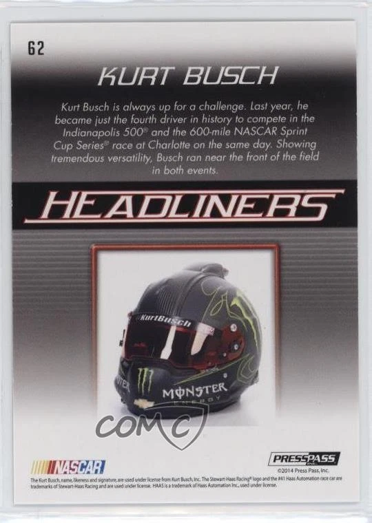 2015 Press Pass Cup Chase Headliners Gold /75 Kurt Busch #62 - Image 2 of 2