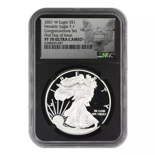 2021-W American Silver Eagle Type 1 NGC PF70 Ultra Cameo First Day of Issue