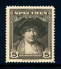Rembrandt, American Bank Note Co. Specimen stamp, 1930s, MNH VF-XF