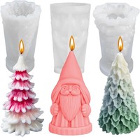 3 StüCk Silikon Weihnachtsbaum Kerzenform, Silikonform Weihnachten Wichtel,