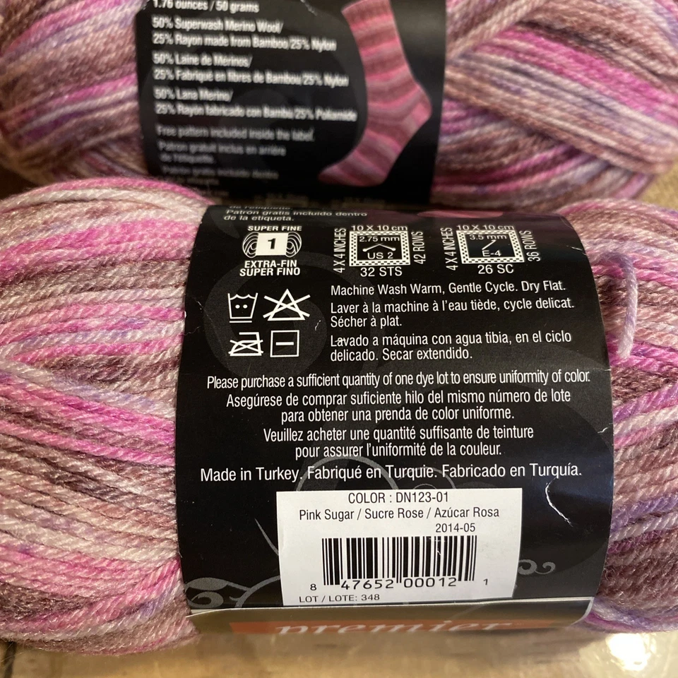 Premier Yarn Deborah Norville Serenity Sock Weight Violos/pink Sugar Lot of 6 - Image 2 of 4