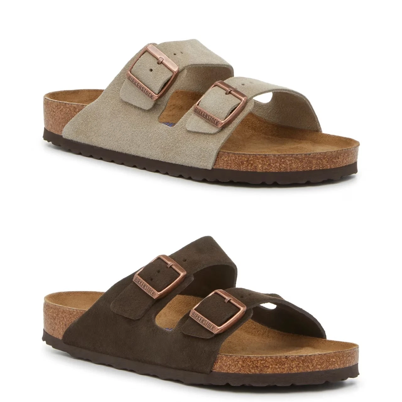 Birkenstock Arizona Soft Footbed Suede Leather Unisex Sandals Taupe/ Mocha