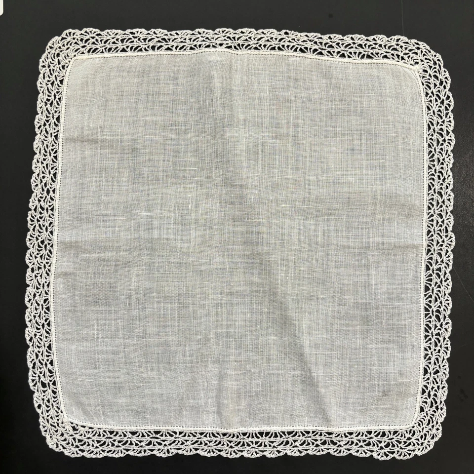 Pañuelo de encaje de ganchillo de lino para novias novia boda casa de campo núcleo vintage delicado Foto 4 de 4