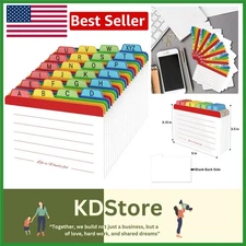 Colored Alphabetical Index Card Dividers - 24 Pack (3x5 Inches)