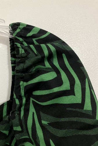 Anthropologie Corey Lynn Calter Medium Ravenna Blouse Puff Sleeved Green Black - Picture 7 of 9