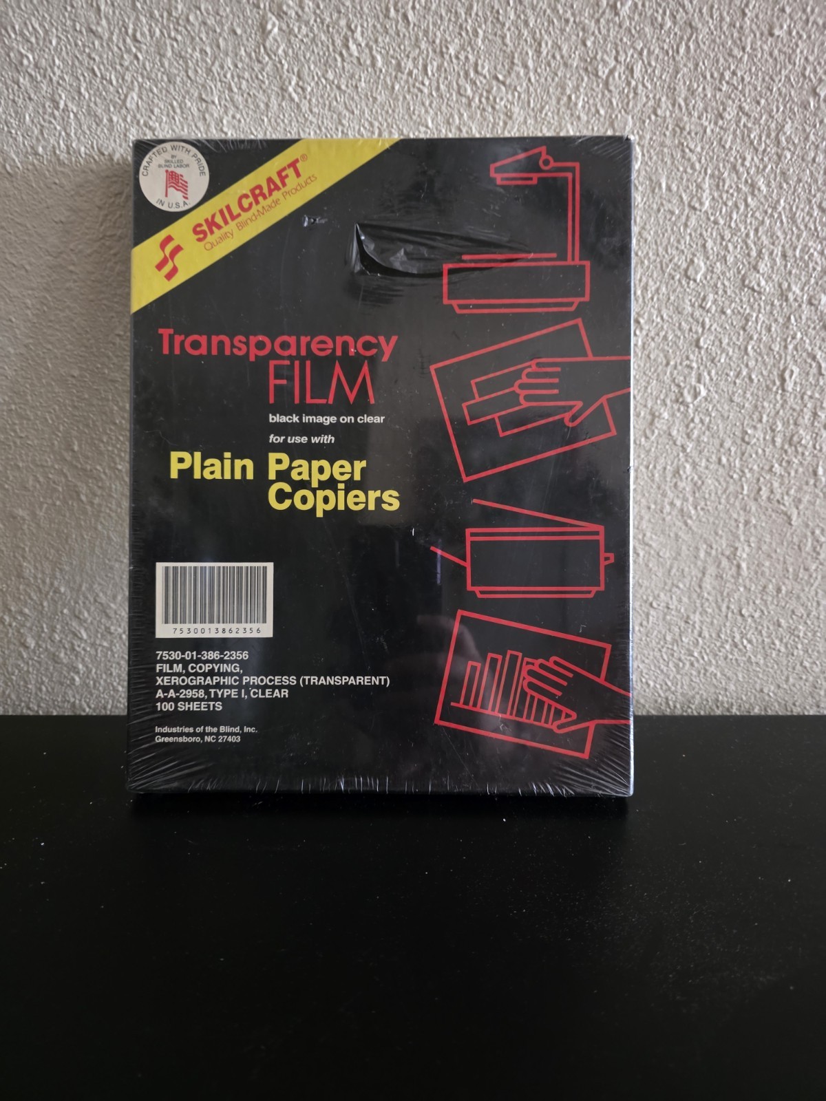 Skilcraft Transparency Film - Black Image On Clear With Sensing Strip 100 Sheets
