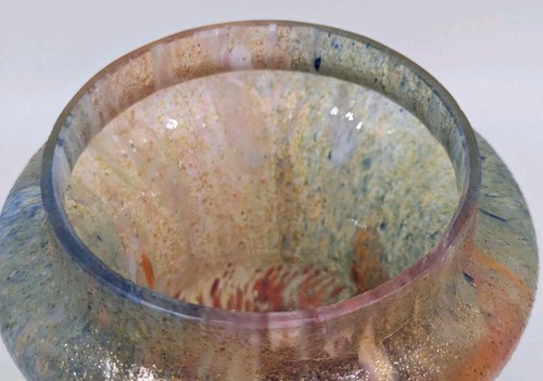 GORGEOUS 6" Bohemian Czech Art Glass Vase Glue Chip Overshot Multiple Colors - Picture 11 of 11