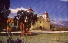 Mission Santa Barbara California ~ vintage postcard