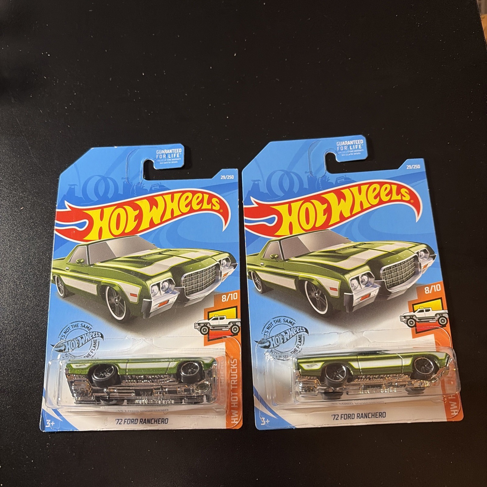 2019 HOT WHEELS GREEN '72 FORD RANCHERO 8/10 HOT TRUCKS 29/250 Lot Of 2