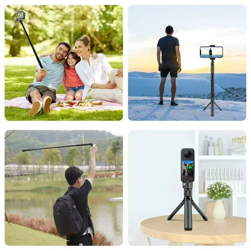 For DJI OSMO 360/Insta360 X5/X4/X3 Camera Extension Selfie Stick Tripod Black - Image 3 of 4
