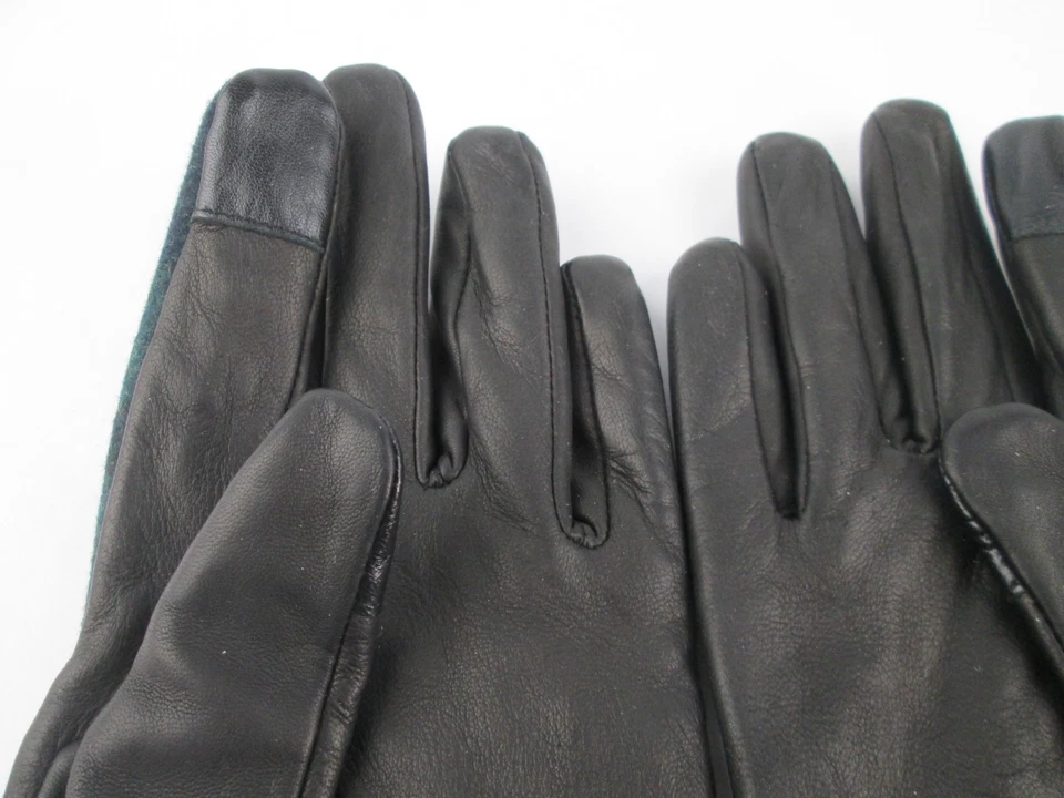 Luvas Talbots tamanho M verde azul xadrez mistura de lã couro cashmere forro de mistura - Imagem 4 de 4