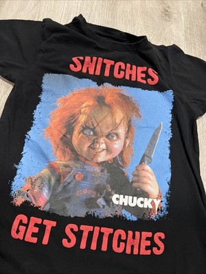 Chucky x Reason Snitches Get Stitches Black Graphic T-Shirt Men s Size M Horror